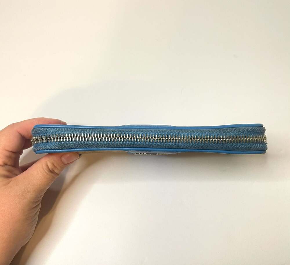 Coach Signature Canvas Accordion Zip Wallet in Blue - Picture 3 of 4